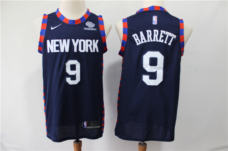 Men's New York Knicks #9 RJ Barrett Navy Stitched NBA Jersey